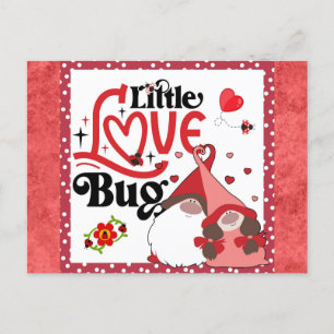 Cute Gnome Couple Love Bug Ladybug Valentines Postcard