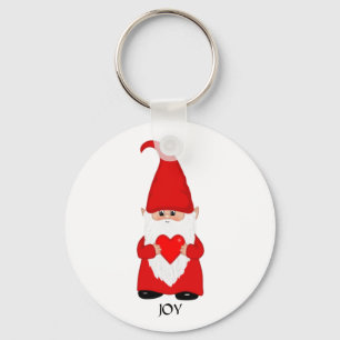 Cute Gnome Dressed in Red with Heart Key Ring