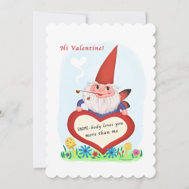 Cute Gnome Fairy Vintage Valentine  Holiday Card (Front)