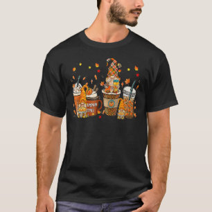 Cute Gnome Fall Coffee Pumpkin Spice Latte Iced Au T-Shirt