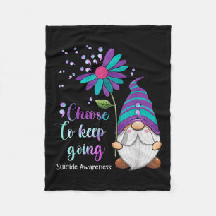 Cute Gnome Flower Suicide Prevention Awareness Mon Fleece Blanket