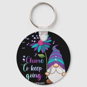 Cute Gnome Flower Suicide Prevention Awareness Mon Key Ring