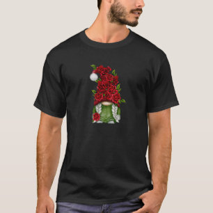 Cute Gnome For Red Roses Flower Lover And Garden G T-Shirt