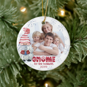 Cute GNOME FOR THE HOLIDAYS Photo Personalized Ceramic Tree Decoration