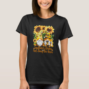 Cute Gnome For Women Sunflower Wishes And Honey Be T-Shirt
