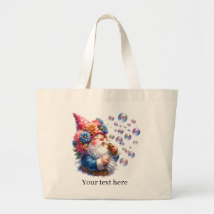 Cute gnome garden lovers large tote bag