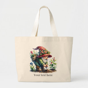 Cute gnome garden lovers Large Tote Bag