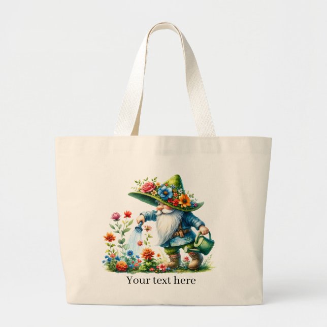 Cute gnome gardening lovers  large tote bag (Front)