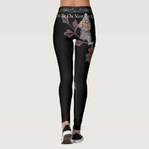 Cute Gnome Gonk Quote Black Floral Pattern Leggings