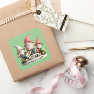 Cute gnome Happy Mother's Day Square Sticker