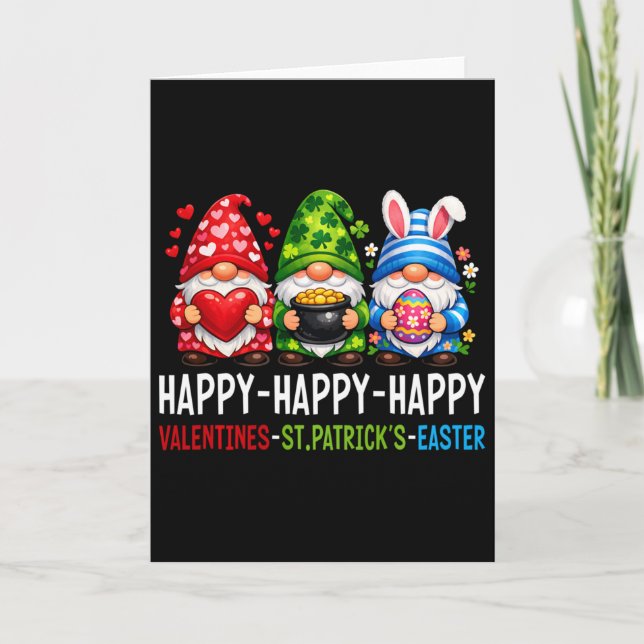 Cute Gnome Happy Valentines St Patricks Easter Hol Card (Front)