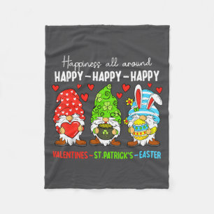 Cute Gnome Happy Valentines St Patricks Easter Hol Fleece Blanket