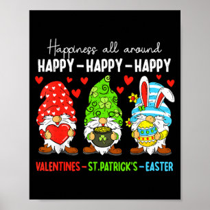 Cute Gnome Happy Valentines St Patricks Easter Hol Poster