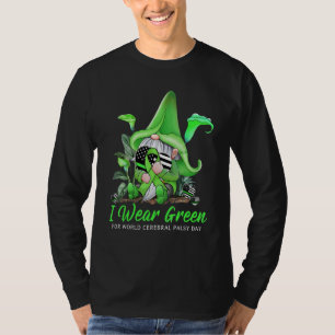 Cute Gnome Holding Green Ribbon World Cerebral Pal T-Shirt