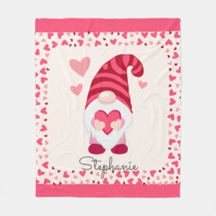 Cute Gnome Holding Heart Personalised  Fleece Blanket