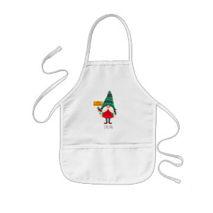 Cute Gnome Holding Placard with Greetings Kids Apron