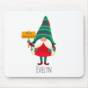 Cute Gnome Holding Placard with Greetings Mouse Pad