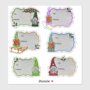 Cute Gnome Holiday Christmas  Gift Tag Stickers