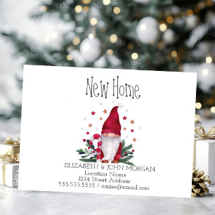 Cute Gnome Holidays New Address Announcement Postcard