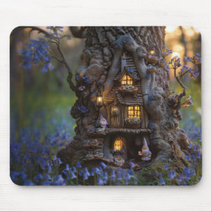 Cute gnome house in a tree mouse pad