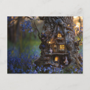 Cute gnome house in a tree postcard