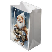 Cute Gnome In Winter Snow Medium Gift Bag (Front Angled)