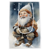 Cute Gnome In Winter Snow Medium Gift Bag (Back)