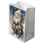 Cute Gnome In Winter Snow Medium Gift Bag (Back Angled)