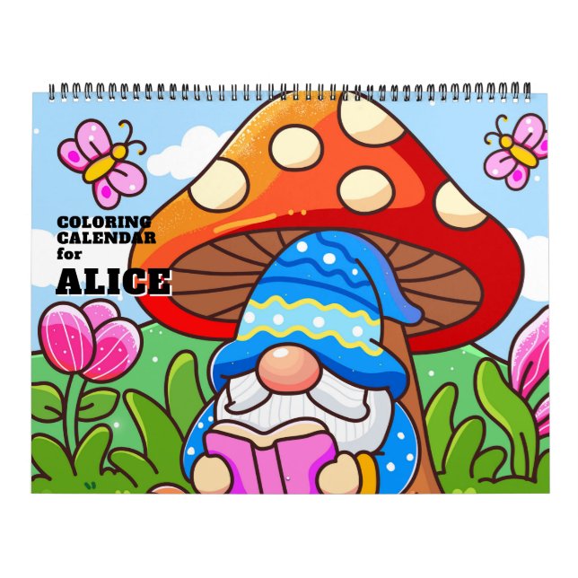 Cute Gnome Kids Colouring Calendar (Cover)