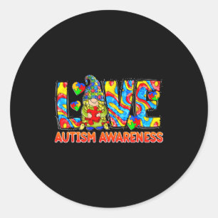 Cute gnome love puzzle autism awareness month boys classic round sticker