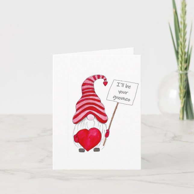 Cute Gnome Love Valentine Greeting Card (Front)