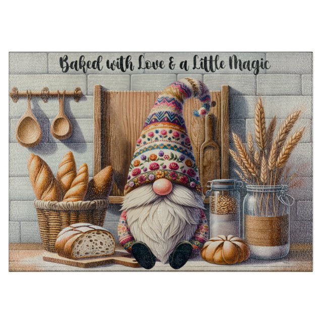 Cute gnome lovers kitchen cutting board (Front)