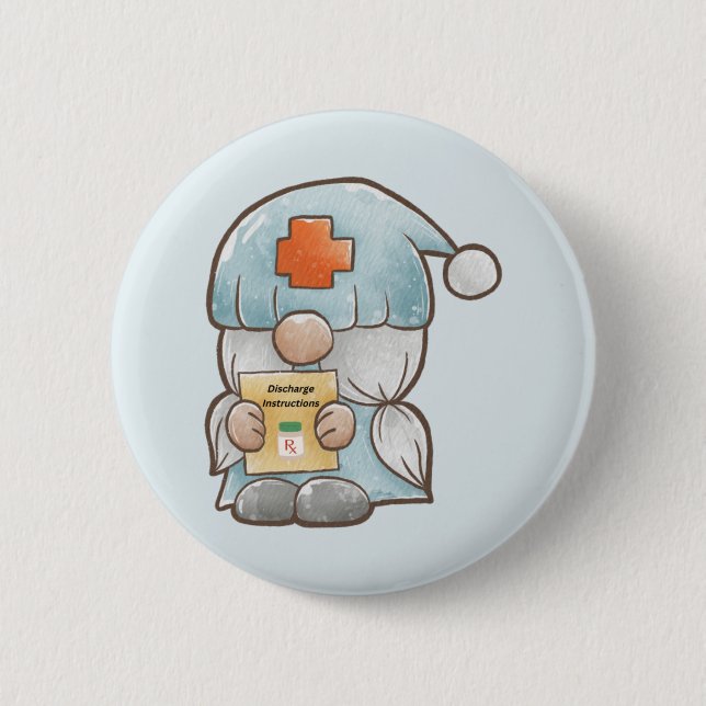 Cute Gnome Medical Nurse  6 Cm Round Badge (Front)