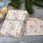 Cute Gnome Merry Vegan Christmas  Wrapping Paper<br><div class="desc">This wrapping paper features a cute gnome pattern with gifts and holiday wishes.
It´s perfect for those who have a special vegan friend.</div>