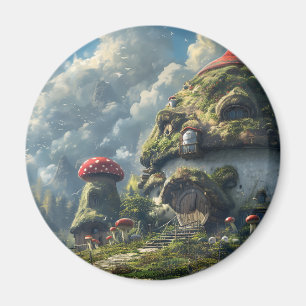 Cute gnome ,mushroom house magnet