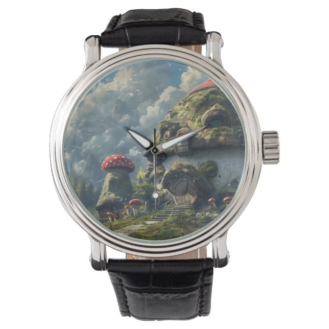 Cute gnome ,mushroom house  watch (Front)