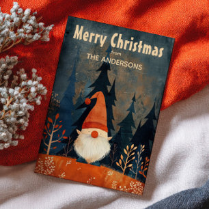 Cute Gnome Nordic Art Merry Christmas Whimsical  Holiday Card