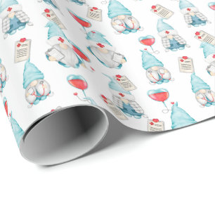 Cute Gnome Nurse Doctor Medical Staff Gift Wrapping Paper