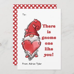 Cute Gnome One Like You Classroom Valentines Day Holiday Card