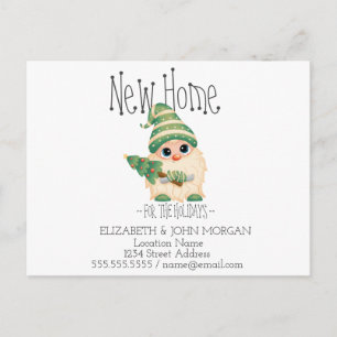 Cute Gnome,Pine Tee  Holidays New Address Announcement Postcard