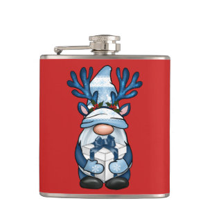 Cute Gnome Reindeer Christmas Stocking Stuffer Hip Flask