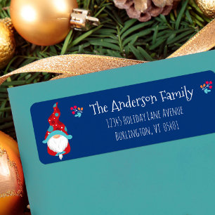 Cute Gnome Simple Modern Holiday Custom Name Blue
