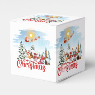 Cute Gnome, Snowman Celebrating Christmas Holiday Favour Box