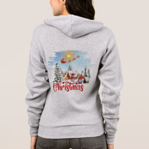Cute Gnome, Snowman Celebrating Christmas Holiday Hoodie