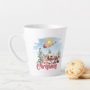 Cute Gnome, Snowman Celebrating Christmas Holiday Latte Mug