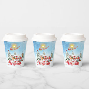Cute Gnome, Snowman Celebrating Christmas Holiday  Paper Cups