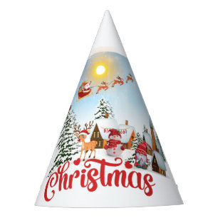 Cute Gnome, Snowman Celebrating Christmas Holiday Party Hat