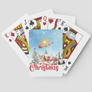 Cute Gnome, Snowman Celebrating Christmas Holiday Playing Cards
