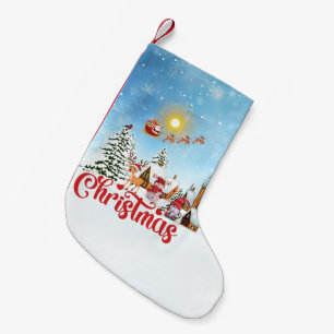 Cute Gnome, Snowman Celebrating Christmas Holiday Small Christmas Stocking