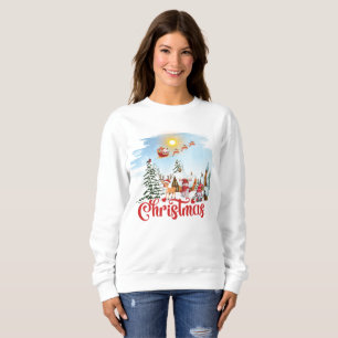 Cute Gnome, Snowman Celebrating Christmas Holiday Sweatshirt
